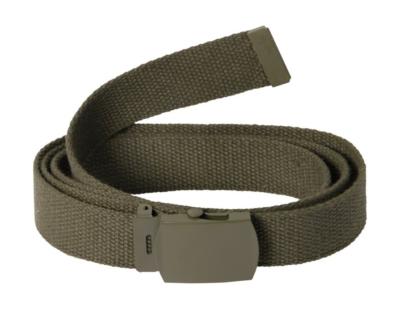 Ceinture Toile Unie Kaki Boucle Argent