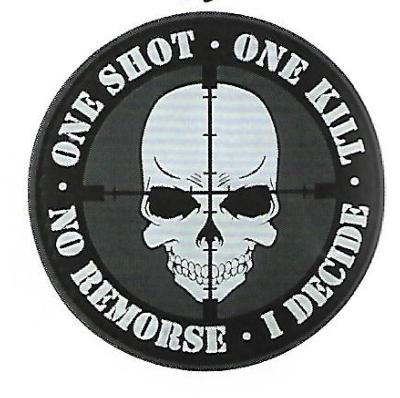 Patch Tactique One Shot One Kill en PVC avec Velcro au dos (39)