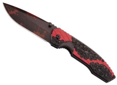 Couteau Herbetz Alu Rouge / Noir Tête de Mort (569412)