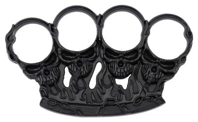 Poing Américain Têtes de Mort Métal Bronzé Noir (AD653)