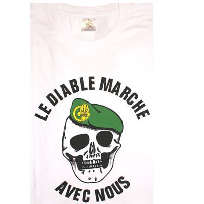 Tee-shirt Légion "Le Diable Marche avec Nous" Blanc/Vert