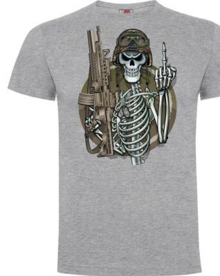 Tee-Shirt Squelette Gris Chiné (SUT028GC)