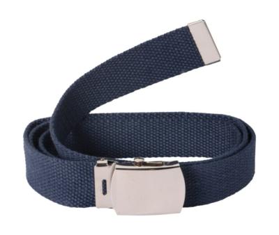 Ceinture Toile Unie Bleue Boucle Doré