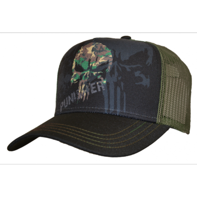 Casquette Punisher Camo Noire et Vert OD (SUCA008)