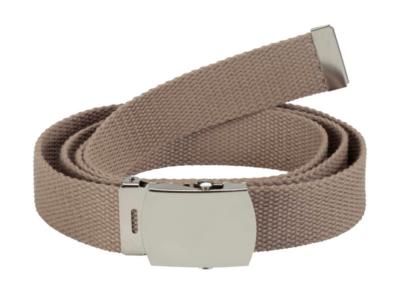 Ceinture Toile Unie Beige Boucle Argent