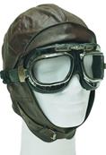 Casque Cuir Pilote Marron